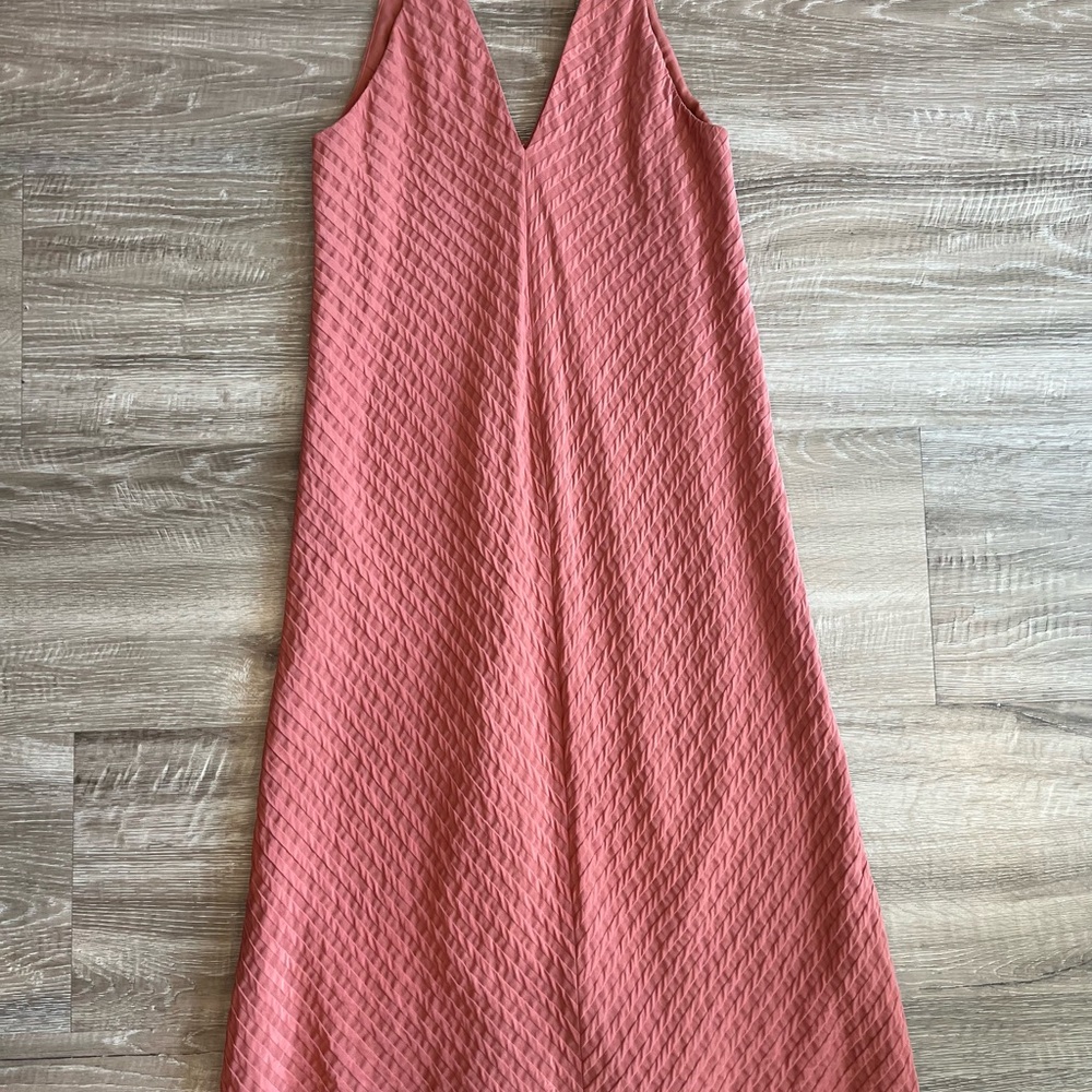 Everlane women’s coral sleeveless midi dress zipper closure fully lined size 2